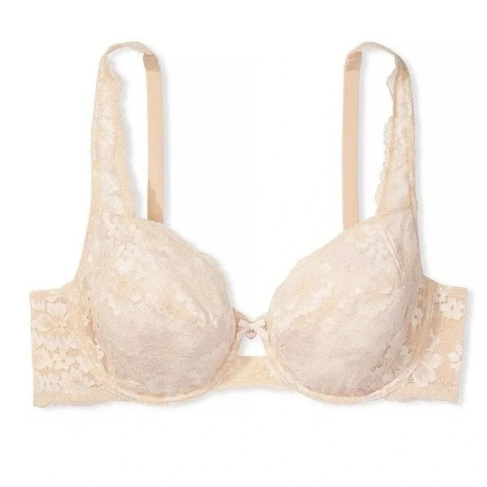 Victoria’s Secret The Fabulous Unlined Lace Full Cup Bra Marzipan Sexy Feminine